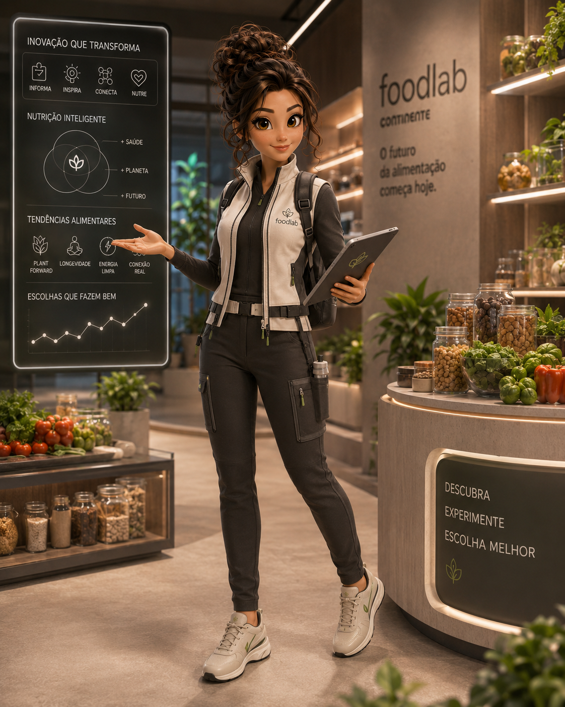 Pose de interação da nova mascote Food Lab