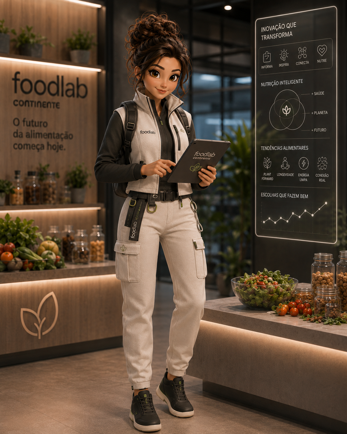 Pose de proximidade da nova mascote Food Lab
