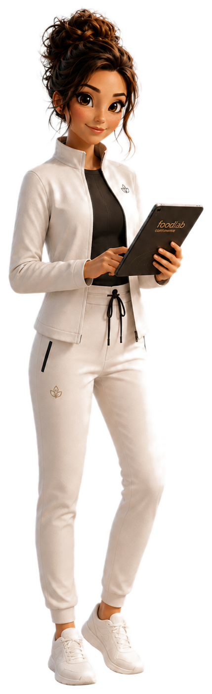 Mascote institucional com tablet — pose 1